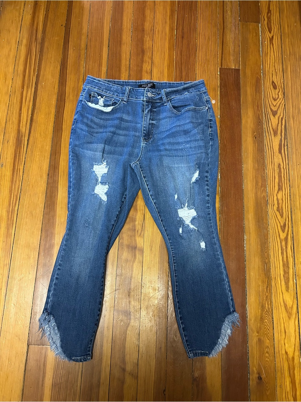 Judy Blue Distressed Dark Blue distressed hem Jeans